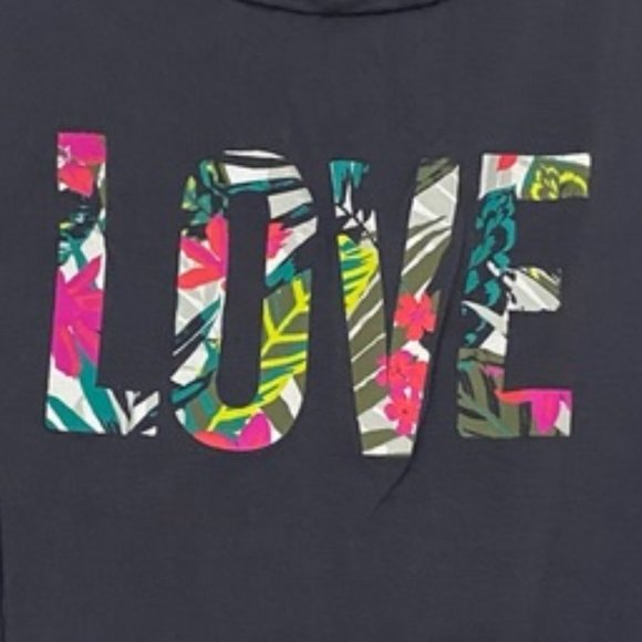 LOVE Tank Ultra Soft Graphic Tank Tropical Graphic GRAY SZ Small NEW! - Picture 4 of 9